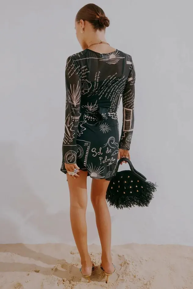 Never Fully Dressed Mono Palma Mesh Mini Wrap Dress Women Newness