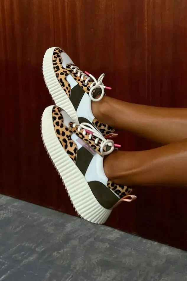 Never Fully Dressed NFD Leopard And Khaki Trainer Women Footwear
