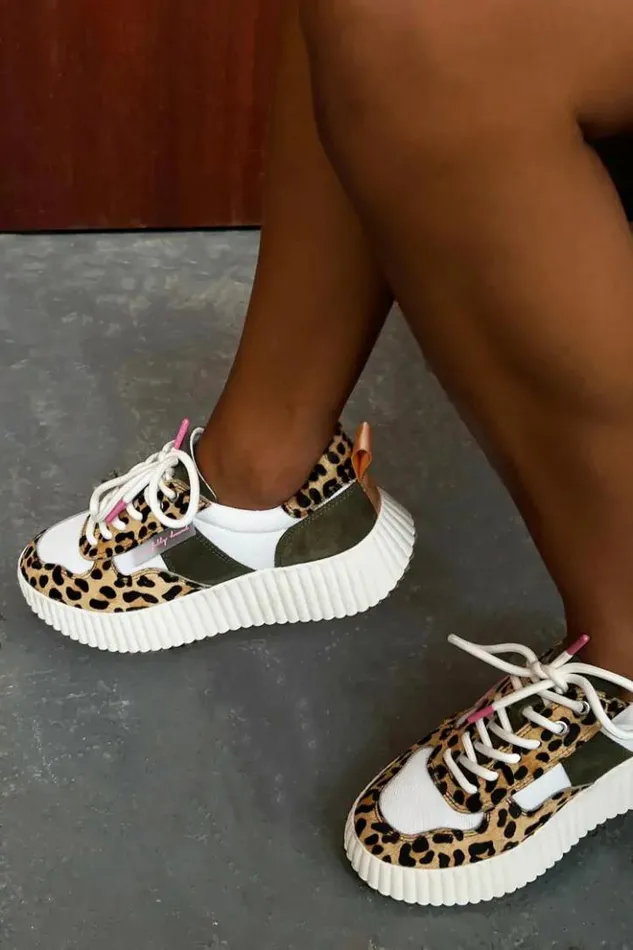 Never Fully Dressed NFD Leopard And Khaki Trainer Women Footwear