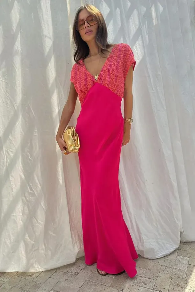 Never Fully Dressed Pink And Red Crochet Elodie Dress Women Newness