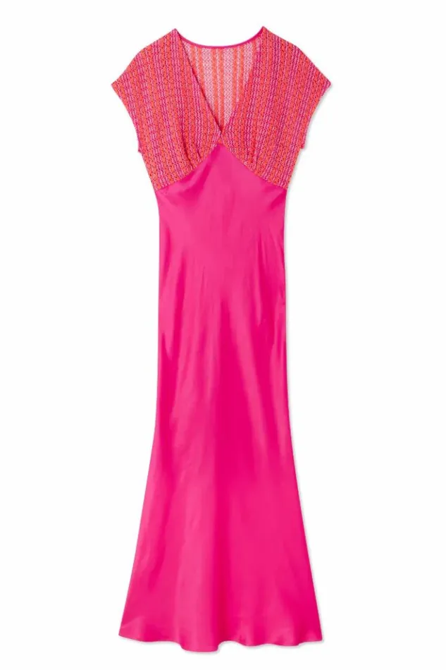 Never Fully Dressed Pink And Red Crochet Elodie Dress Women Newness