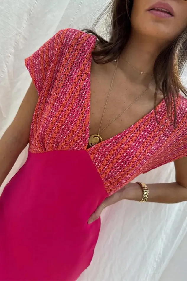 Never Fully Dressed Pink And Red Crochet Elodie Dress Women Newness