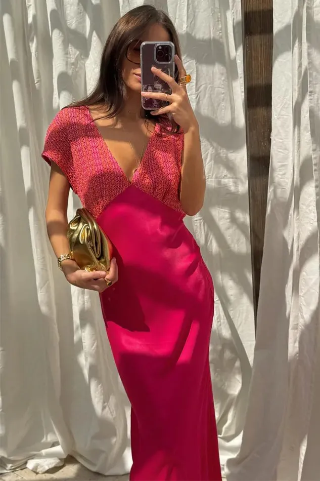 Never Fully Dressed Pink And Red Crochet Elodie Dress Women Newness