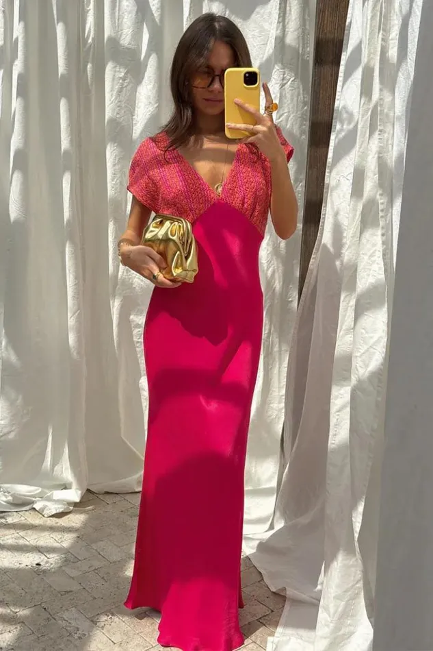 Never Fully Dressed Pink And Red Crochet Elodie Dress Women Newness