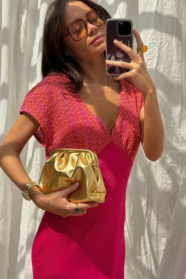Never Fully Dressed Pink And Red Crochet Elodie Dress Women Newness