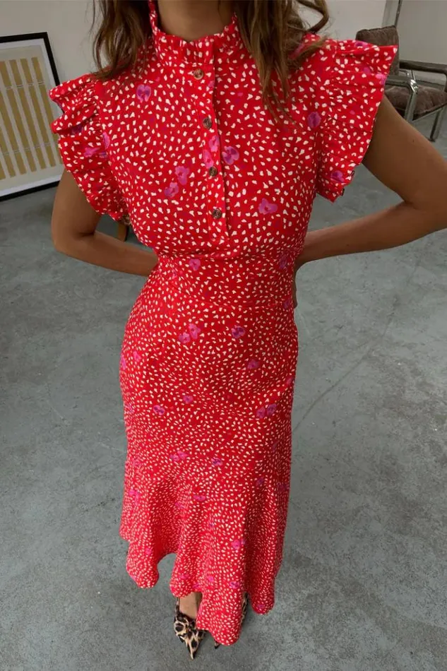 Never Fully Dressed Red Floral Remi Dress Women Wedding Guest