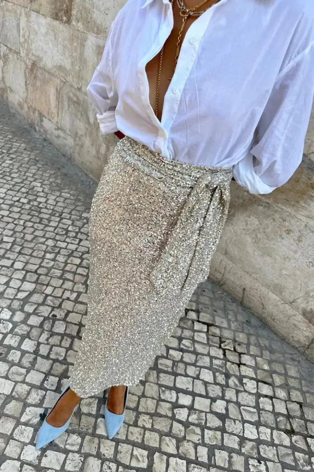 Never Fully Dressed Sequin Maxi Wrap Jaspre Skirt Women Skirts