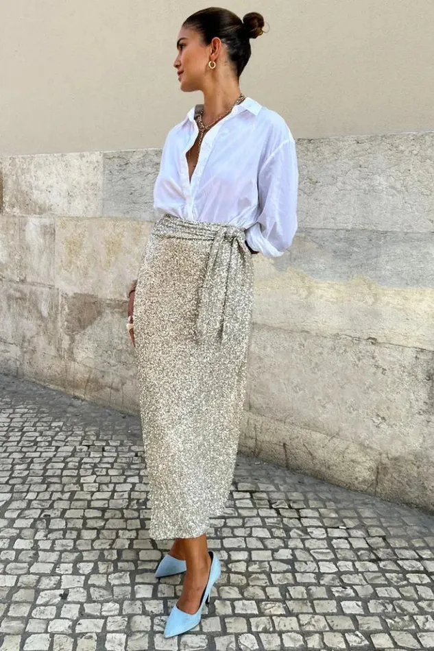 Never Fully Dressed Sequin Maxi Wrap Jaspre Skirt Women Skirts