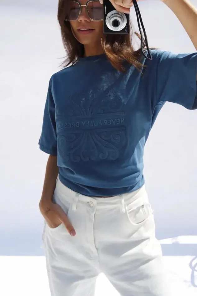 Never Fully Dressed Washed Blue NFD TShirt Women Tops and TShirts