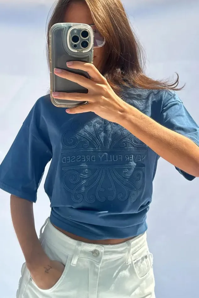Never Fully Dressed Washed Blue NFD TShirt Women Tops and TShirts