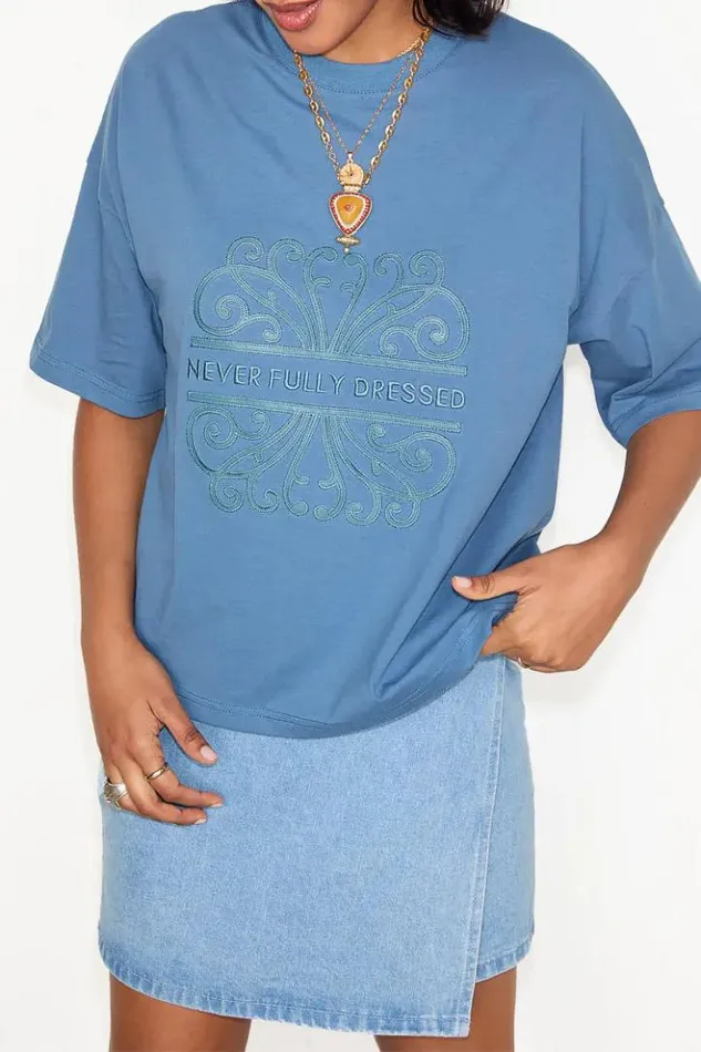 Never Fully Dressed Washed Blue NFD TShirt Women Tops and TShirts