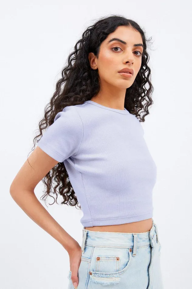 Nina Rib Tee 8211 Aster Haze Aster Haze Women Dr Denim Tees and Tanks