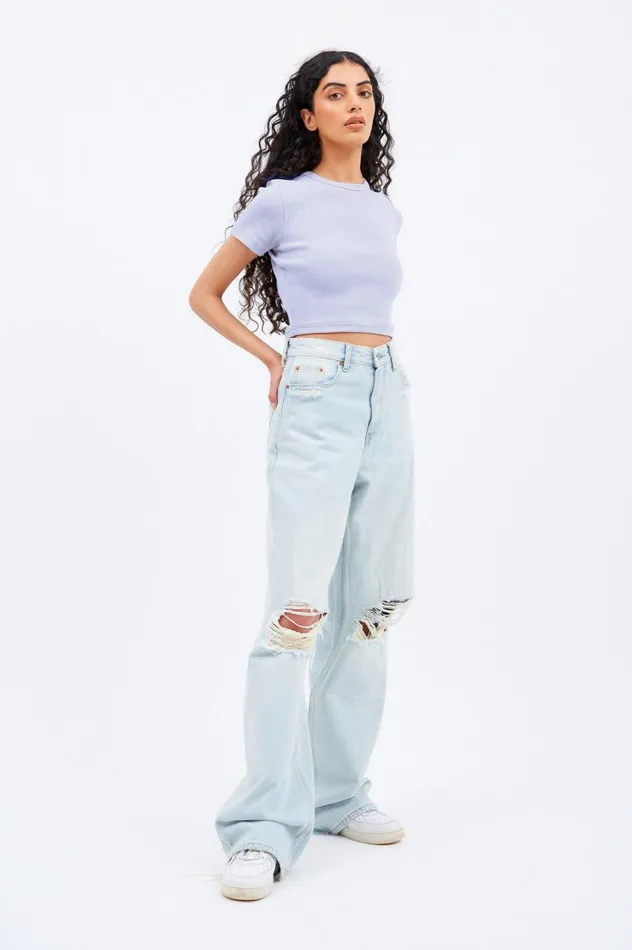 Nina Rib Tee 8211 Aster Haze Aster Haze Women Dr Denim Tees and Tanks