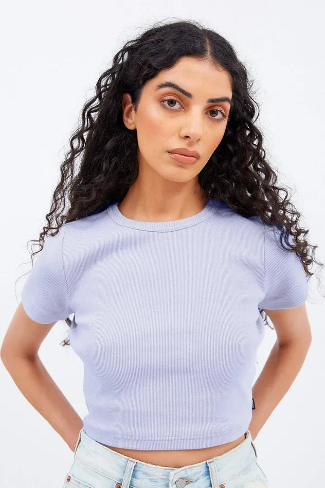 Nina Rib Tee 8211 Aster Haze Aster Haze Women Dr Denim Tees and Tanks