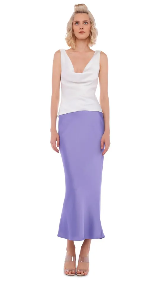 Norma Kamali Bottoms BIAS OBIE SKIRT TO MIDCALF Lilac 8211 Clothing