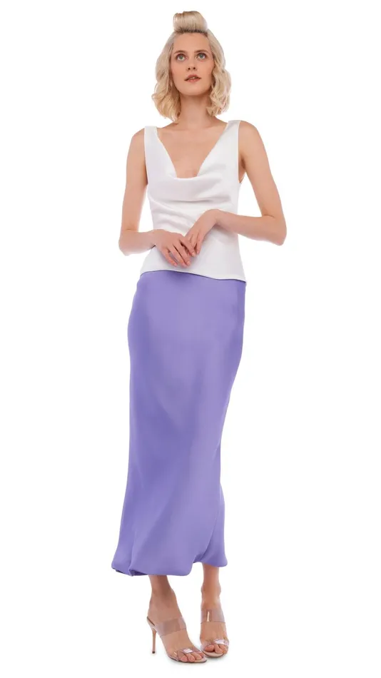 Norma Kamali Bottoms BIAS OBIE SKIRT TO MIDCALF Lilac 8211 Clothing