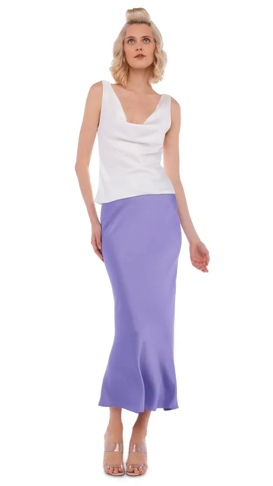 Norma Kamali Bottoms BIAS OBIE SKIRT TO MIDCALF Lilac 8211 Clothing