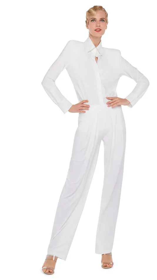 Norma Kamali Bottoms LOW RISE PLEATED TROUSER Snow White 8211 Clothing