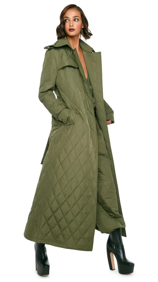 Norma Kamali Bottoms QUILTED OVERSIZED CARGO PANT Military 8211 Clothing