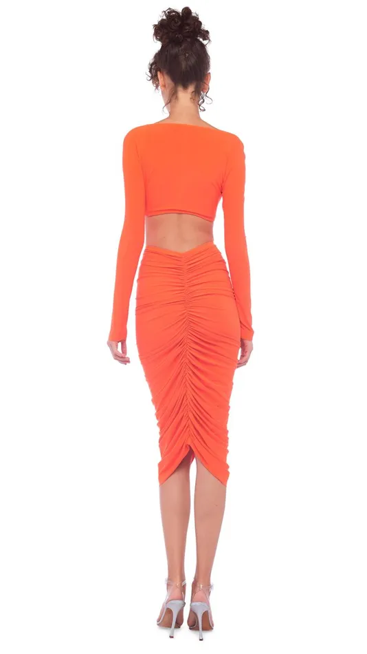 Norma Kamali Bottoms SHIRRED SKIRT TO KNEE Sos 8211 Clothing