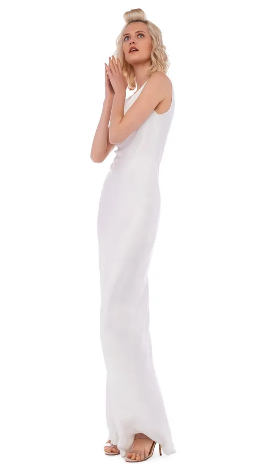 Norma Kamali Dresses DEEP DRAPE NECK GOWN Snow White 8211 Clothing