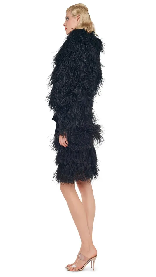 Norma Kamali Dresses FEATHER ALL IN ONE MINI DRESS Black 8211 Clothing