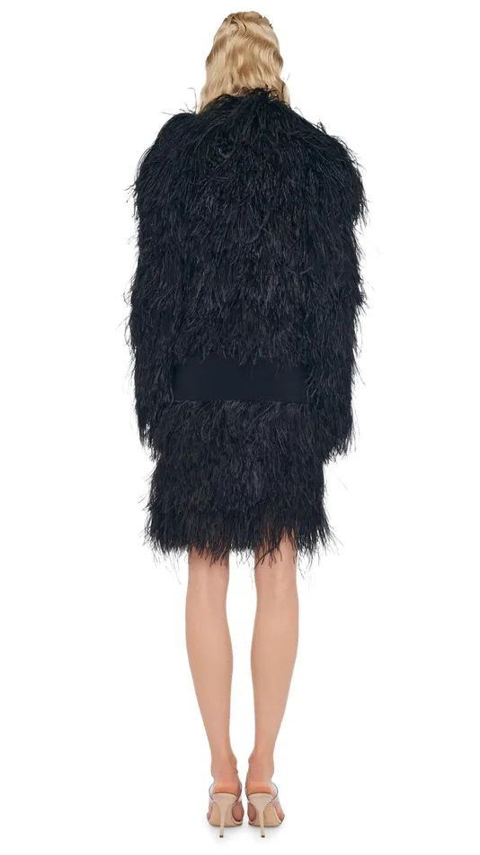 Norma Kamali Dresses FEATHER ALL IN ONE MINI DRESS Black 8211 Clothing