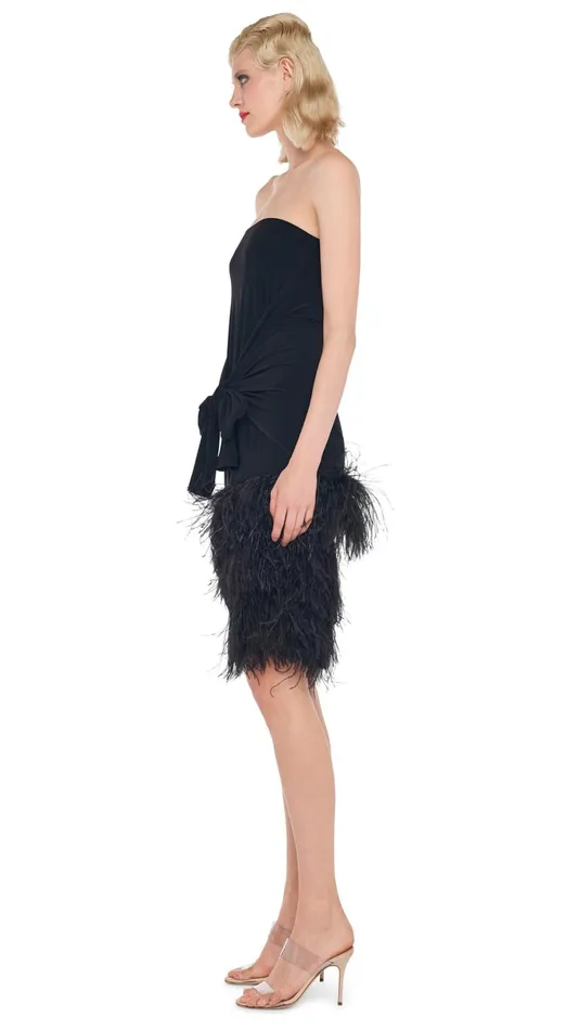 Norma Kamali Dresses FEATHER ALL IN ONE MINI DRESS Black 8211 Clothing