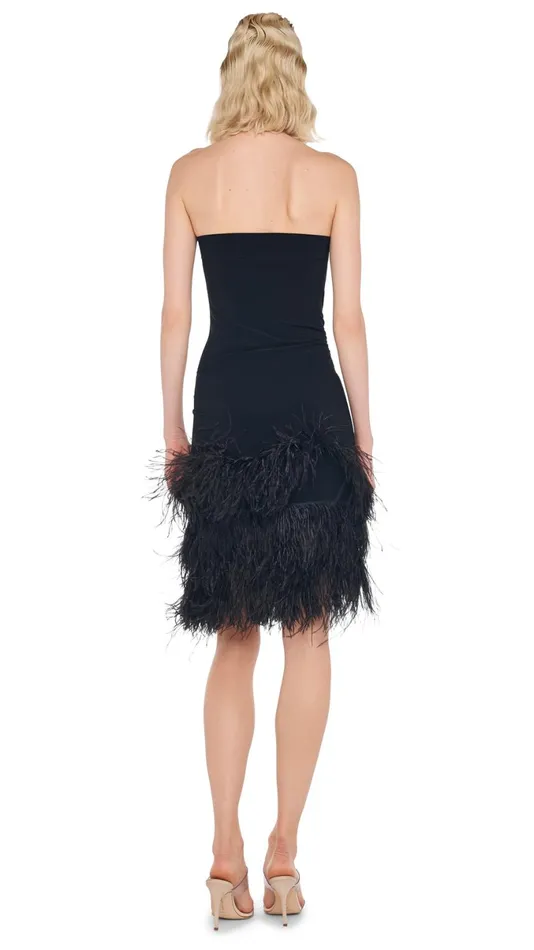 Norma Kamali Dresses FEATHER ALL IN ONE MINI DRESS Black 8211 Clothing