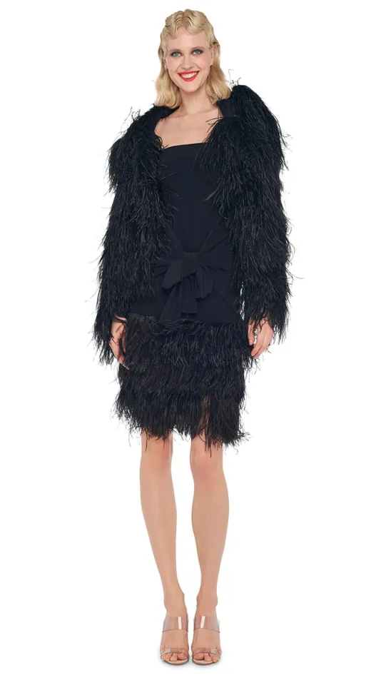 Norma Kamali Dresses FEATHER ALL IN ONE MINI DRESS Black 8211 Clothing