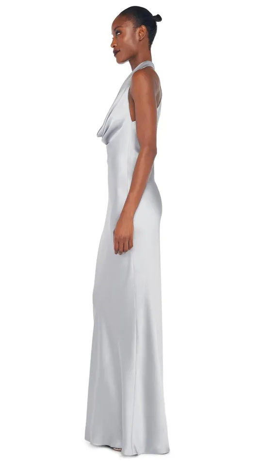 Norma Kamali Dresses HALTER DRAPE BIAS GOWN Silver 8211 Clothing