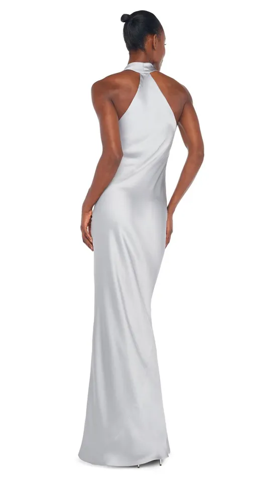 Norma Kamali Dresses HALTER DRAPE BIAS GOWN Silver 8211 Clothing