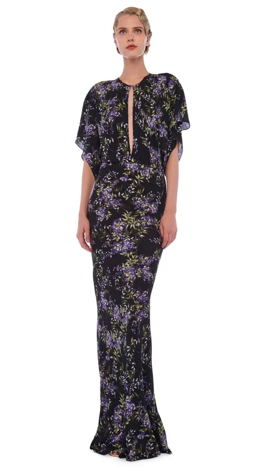 Norma Kamali Dresses OBIE GOWN Lavender Floral 8211 Clothing