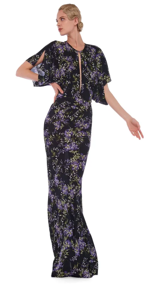 Norma Kamali Dresses OBIE GOWN Lavender Floral 8211 Clothing