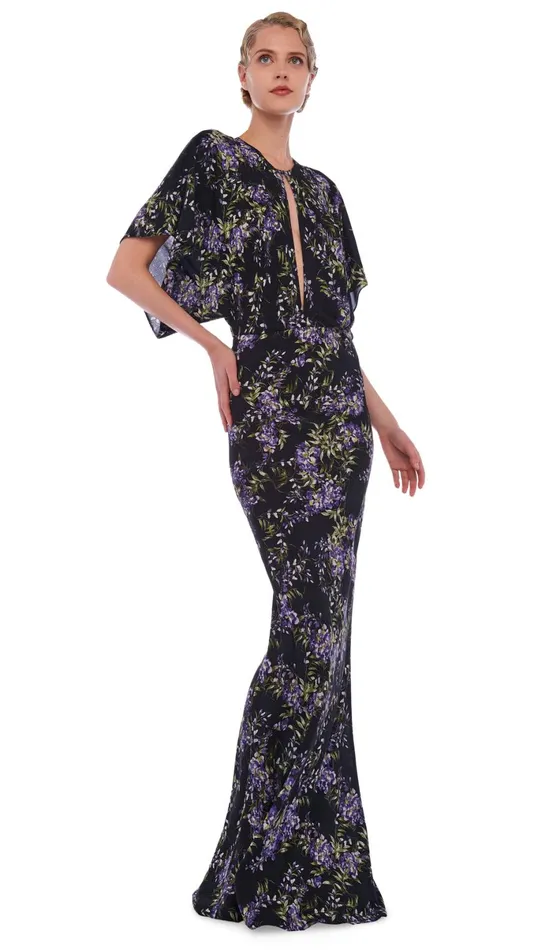 Norma Kamali Dresses OBIE GOWN Lavender Floral 8211 Clothing