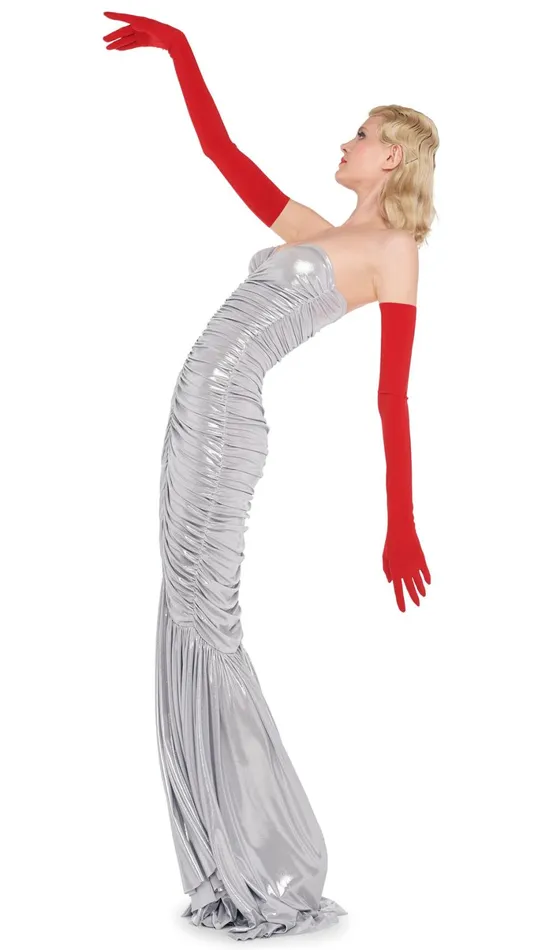 Norma Kamali Dresses SLINKY FISHTAIL GOWN Silver 8211 Clothing