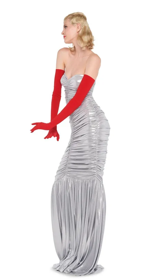 Norma Kamali Dresses SLINKY FISHTAIL GOWN Silver 8211 Clothing
