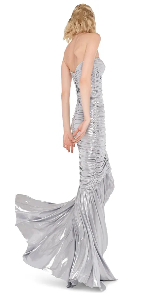 Norma Kamali Dresses SLINKY FISHTAIL GOWN Silver 8211 Clothing