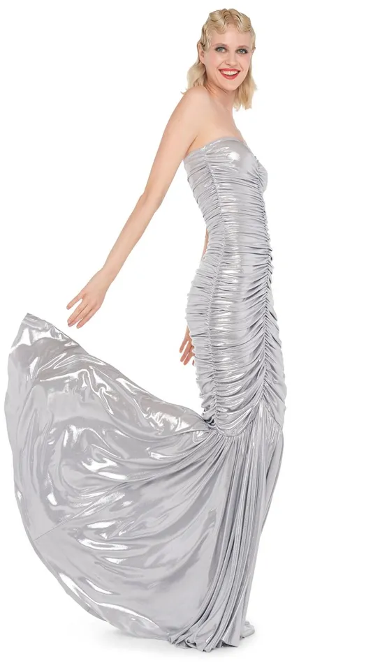 Norma Kamali Dresses SLINKY FISHTAIL GOWN Silver 8211 Clothing