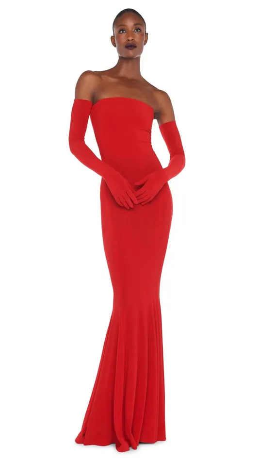 Norma Kamali Dresses STRAPLESS FISHTAIL GOWN Tiger Red 8211 Clothing