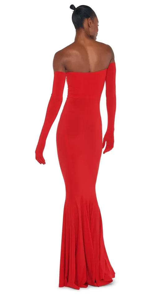 Norma Kamali Dresses STRAPLESS FISHTAIL GOWN Tiger Red 8211 Clothing