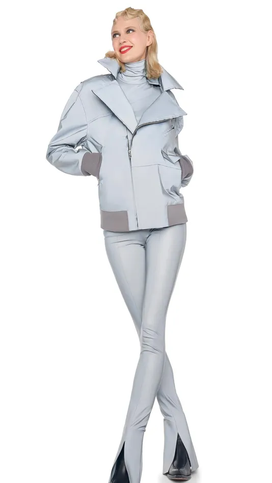Norma Kamali Jackets OVERSIZED MOTO JACKET Grey 8211 Clothing