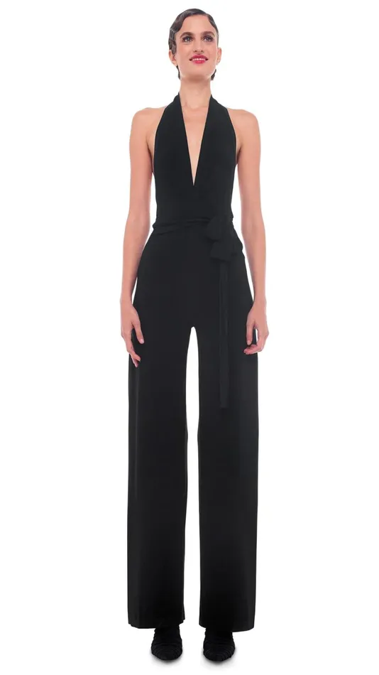 Norma Kamali Jumpsuits HALTER WRAP JUMPSUIT Black 8211 Clothing