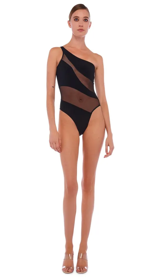 Norma Kamali Swimwear SNAKE MESH MIO Black 8211 Clothing