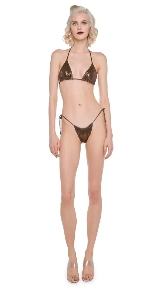 Norma Kamali Swimwear STRING BRA Chocolate 8211 Clothing