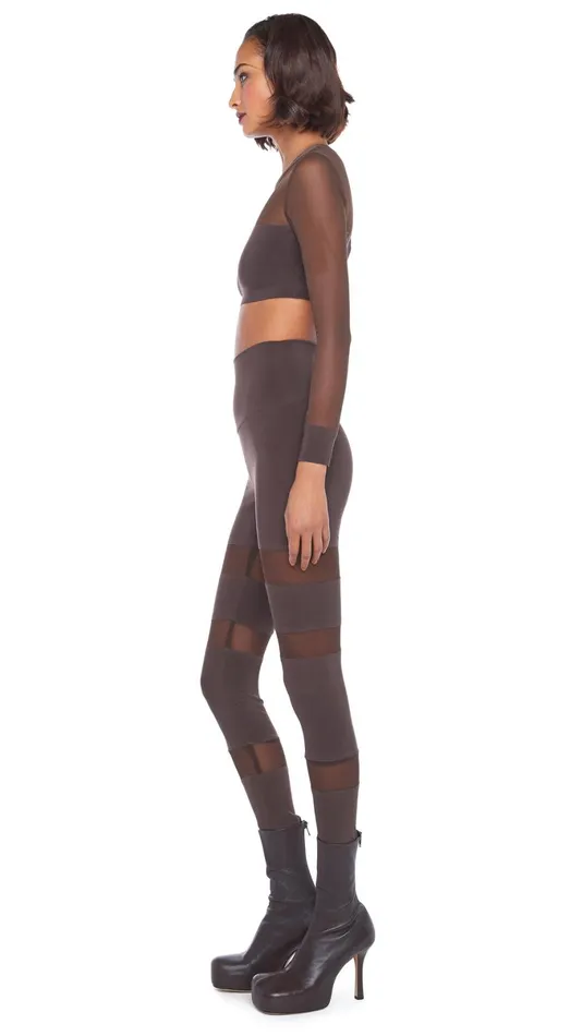 Norma Kamali Tops CREWNECK BANDED MIDRIFF TOP Chocolatechocolate Mesh 8211 Clothing Norma Kamali Tops CREWNECK BANDED MIDRIFF TOP Chocolatechocolate Mesh 8211 Clothing