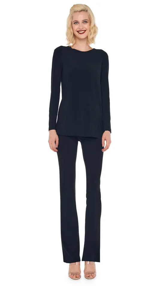 Norma Kamali Tops LONG SLEEVE CREW TOP Black 8211 Clothing