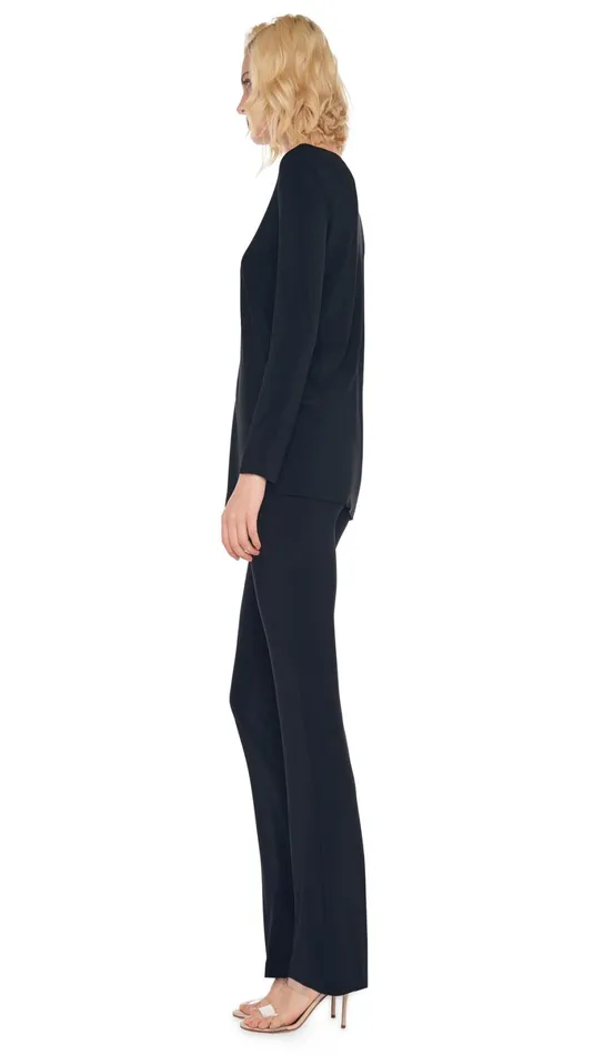 Norma Kamali Tops LONG SLEEVE CREW TOP Black 8211 Clothing