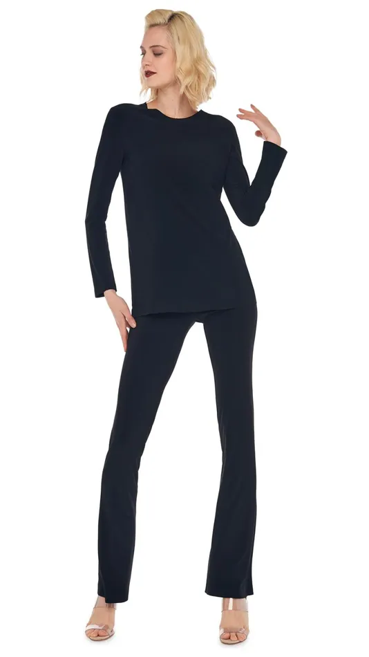 Norma Kamali Tops LONG SLEEVE CREW TOP Black 8211 Clothing
