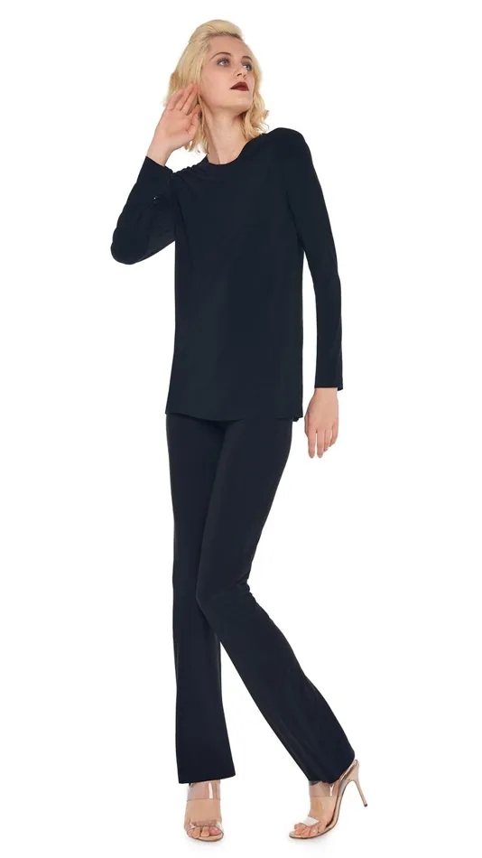 Norma Kamali Tops LONG SLEEVE CREW TOP Black 8211 Clothing